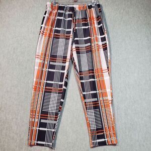 Shein Curve Pants Womens 2XL Black Plaid Pleated Comfort High Waist Drawstring